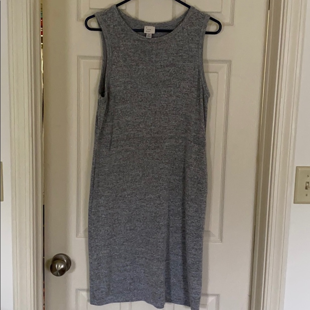 Knit Gray Tank Dress -w/ Pockets!